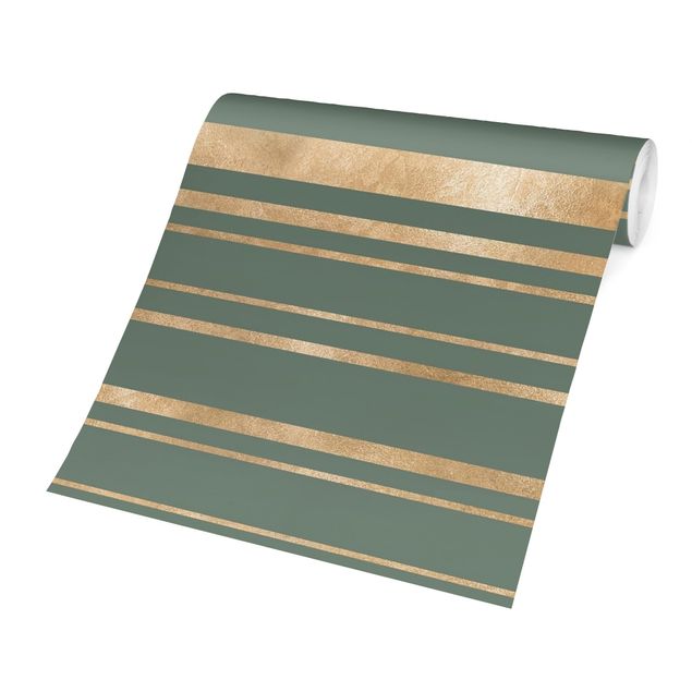 Walpaper - Golden Stripes Green Backdrop