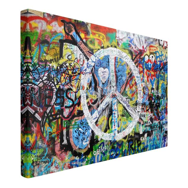 Tableau multicolor Graffiti Wall Peace Sign