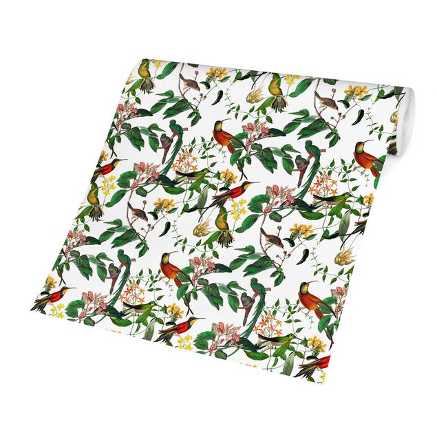 Papier peint animaux Green And Red Hummingbirds Tropical
