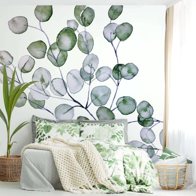 Déco mur cuisine Branche d'eucalyptus vert aquarelle