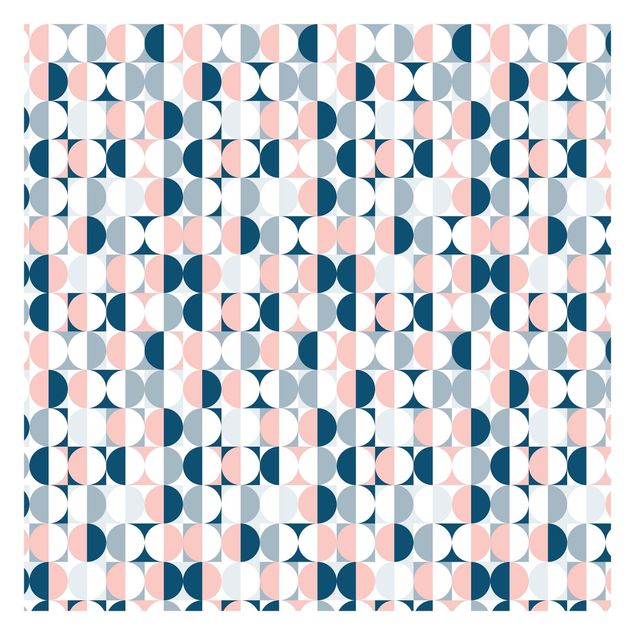papier peint xxl Semicircle Pattern In Blue With Light Pink