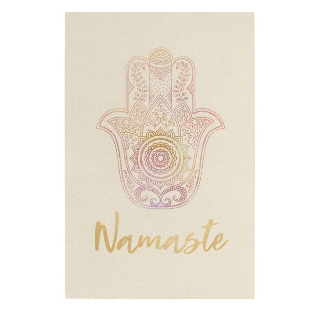 Tableaux muraux Illustration de la main de Fatma Namaste Gold Light Pink