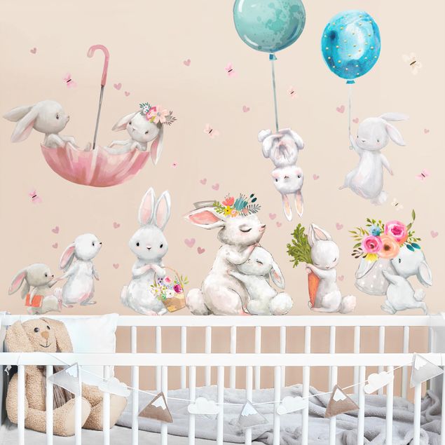 Stickers muraux animaux de la foret Famille de lapins