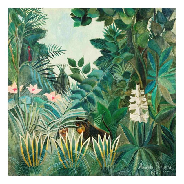 Tableaux en verre fleurs Henri Rousseau - La jungle équatoriale