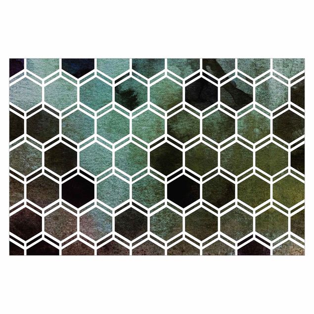 Walpaper - Hexagonal Dreams Watercolour In Green