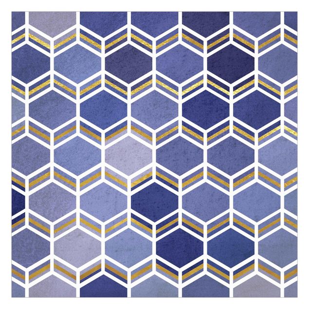 Walpaper - Hexagonal Dreams Pattern In Indigo