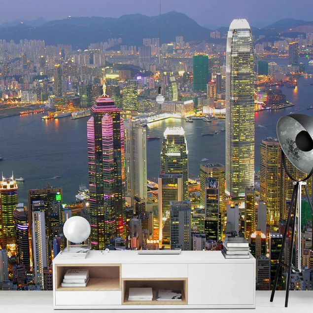 Tapisserie bleu Hong Kong Skyline