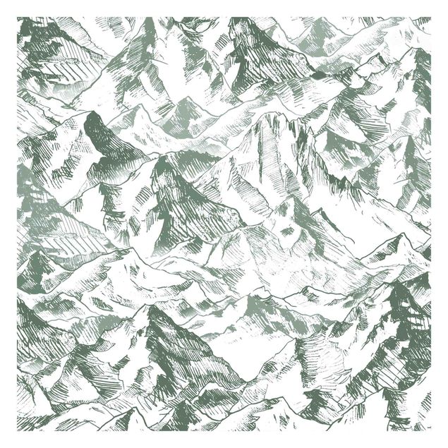 tapisserie panoramique Illustration - Paysage de Montagne Vert