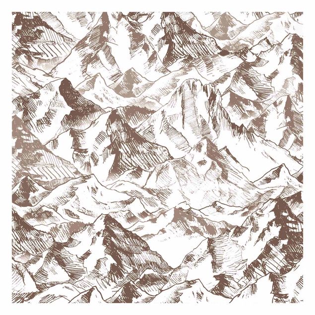 Papier peint panoramique Illustration - Paysage de Montagne Sépia