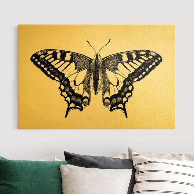 Tableau papillons Illustration Flying Dovetail Black