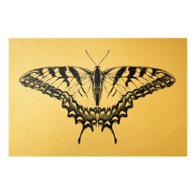 Tableaux moderne Illustration Flying Tiger Swallowtail Black