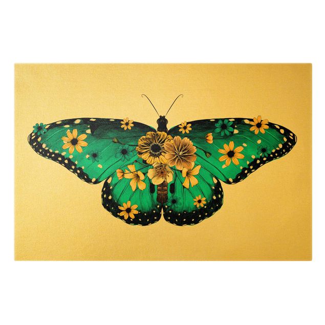 Toile animaux Illustration Floral Common Morpho