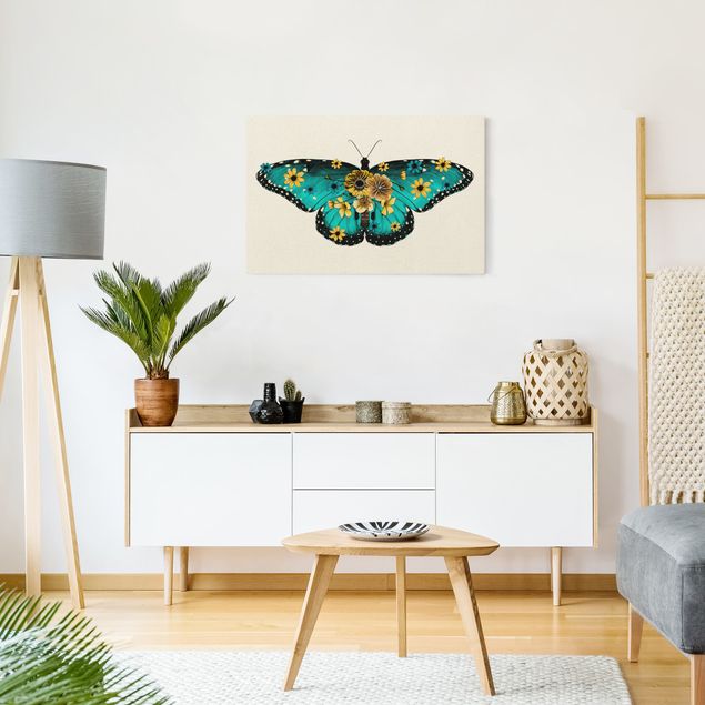 Tableaux modernes Illustration -  Papillon Morpho Floral