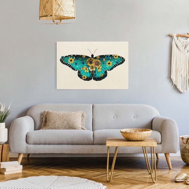 Tableaux animaux Illustration -  Papillon Morpho Floral