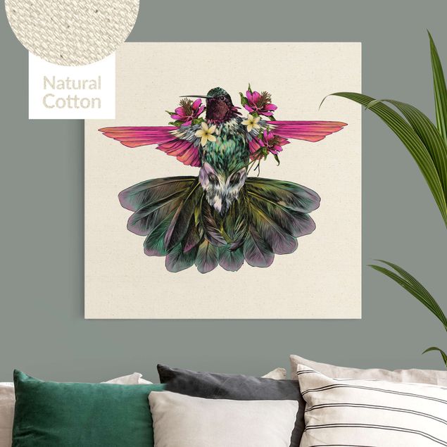 Tableaux oiseaux sur toile Illustration Colibri Floral