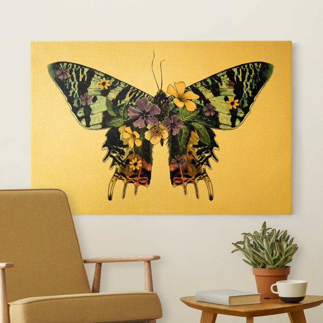 Tableau papillons Illustration Floral Madagascan Butterfly