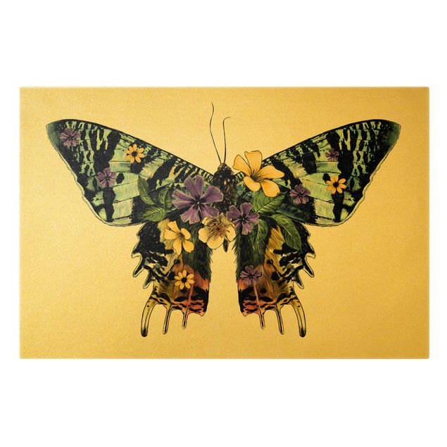 Tableau toile animaux Illustration Floral Madagascan Butterfly
