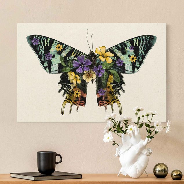 Toile papillon Illustration -  Papillon de Madagascar Floral