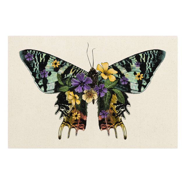 Toile imprimée animaux Illustration -  Papillon de Madagascar Floral