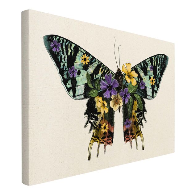 Tableau multicolor Illustration -  Papillon de Madagascar Floral