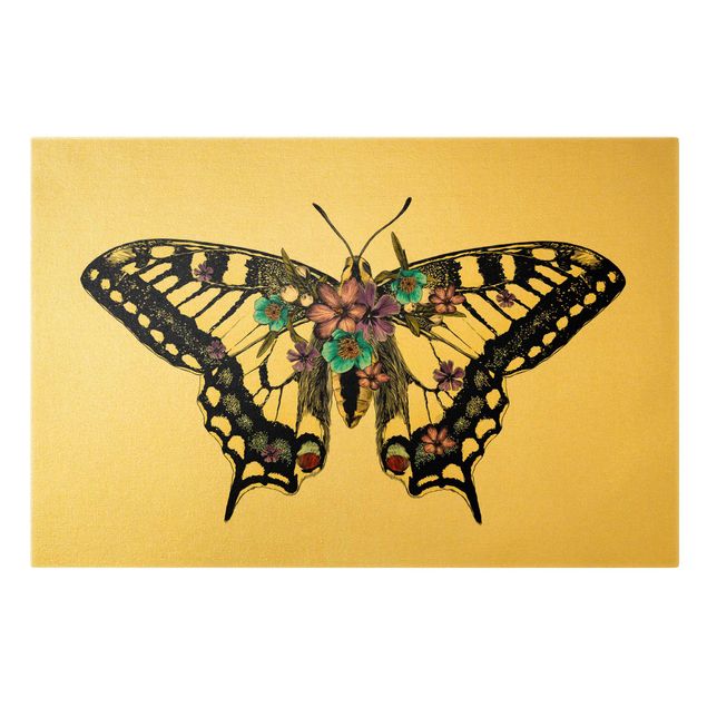 Tableau toile animaux Illustration Floral Swallowtail