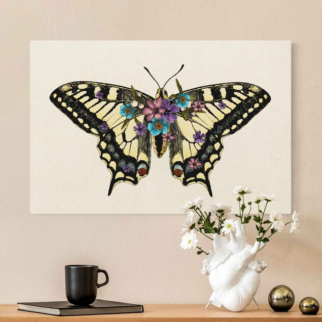 Toile papillon Illustration -  Papillon glauque floral
