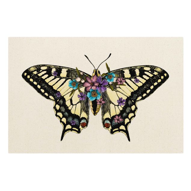 Toile imprimée animaux Illustration -  Papillon glauque floral