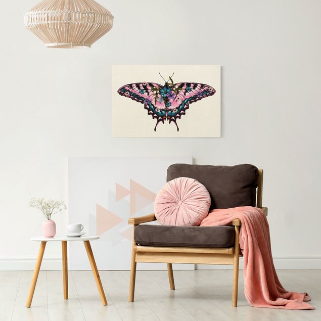 Toile papillon Illustration -  Papillon machaon floral
