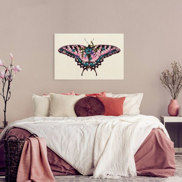 Tableau toile tigre Illustration -  Papillon machaon floral
