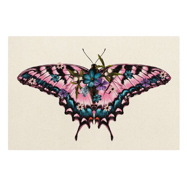 Tableau moderne Illustration -  Papillon machaon floral