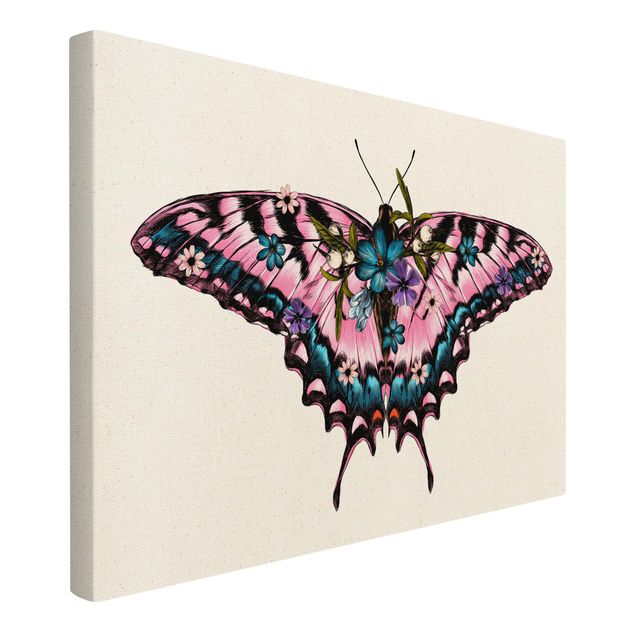 Tableau animaux Illustration -  Papillon machaon floral