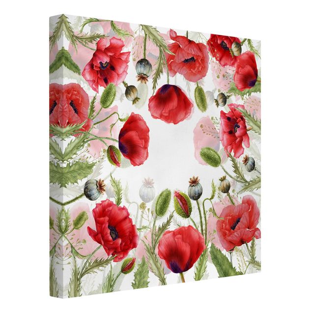 Tableaux fleurs Illustrated Poppies