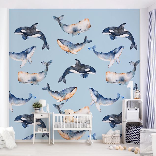 Déco chambre bébé Baleine Illustrée à l'Aquarelle