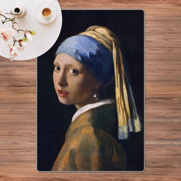 tapis bleu Jan Vermeer Van Delft - Girl With A Pearl Earring