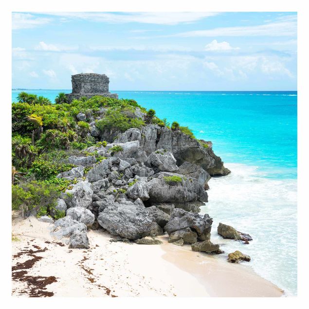 Tapisserie verte Ruines de Tulum sur la côte caraïbe