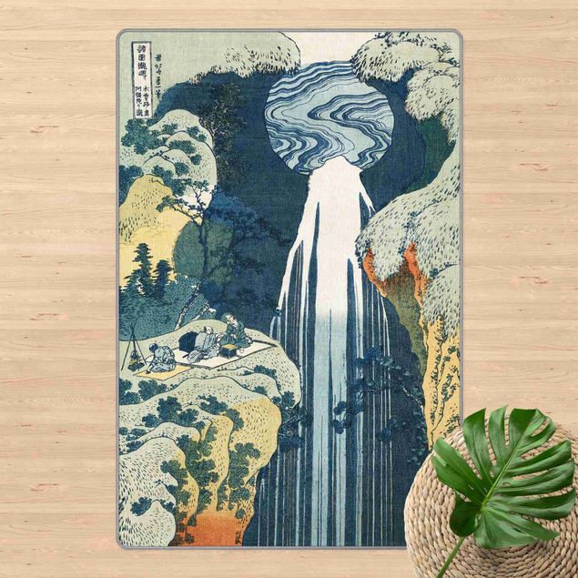 tapis modernes Katsushika Hokusai – The Waterfall Of Amida