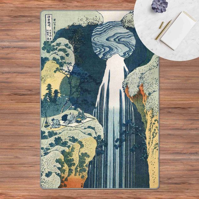tapis bleu Katsushika Hokusai – The Waterfall Of Amida