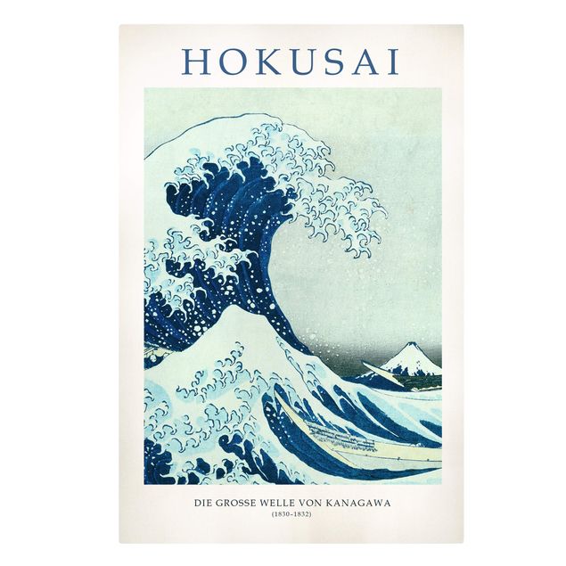Tableau ton bleu Katsushika Hokusai - The Big Wave Of Kanagawa - Museum Edition