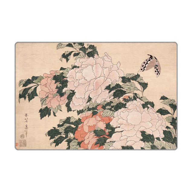 Tableaux de Katsushika Hokusai Katsushika Hokusai - Pink Peonies With Butterfly