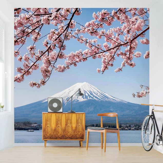 Papier peint floral Cherry Blossoms With Mt. Fuji