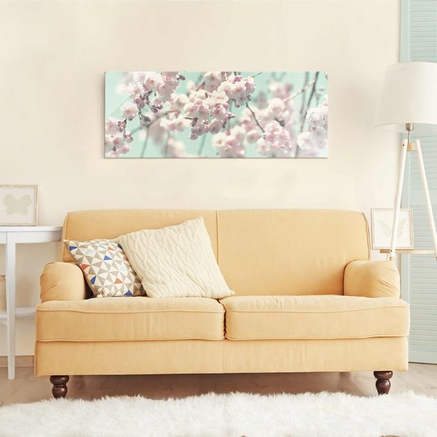 Tableaux en verre fleurs Dancing Cherry Blossoms On Canvas