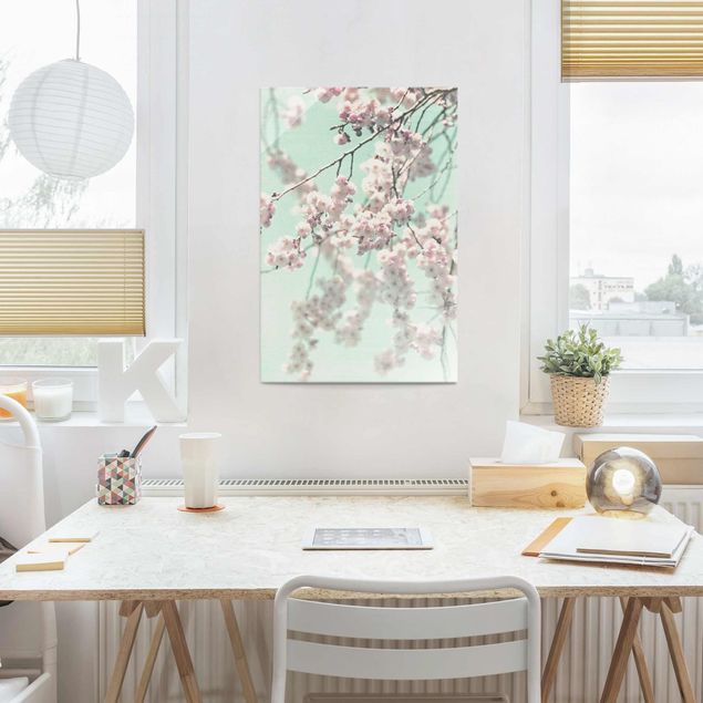 Tableaux en verre fleurs Dancing Cherry Blossoms On Canvas