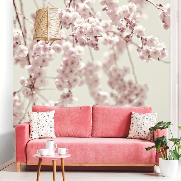 Papier peint floral Fleurs de cerisier dansantes