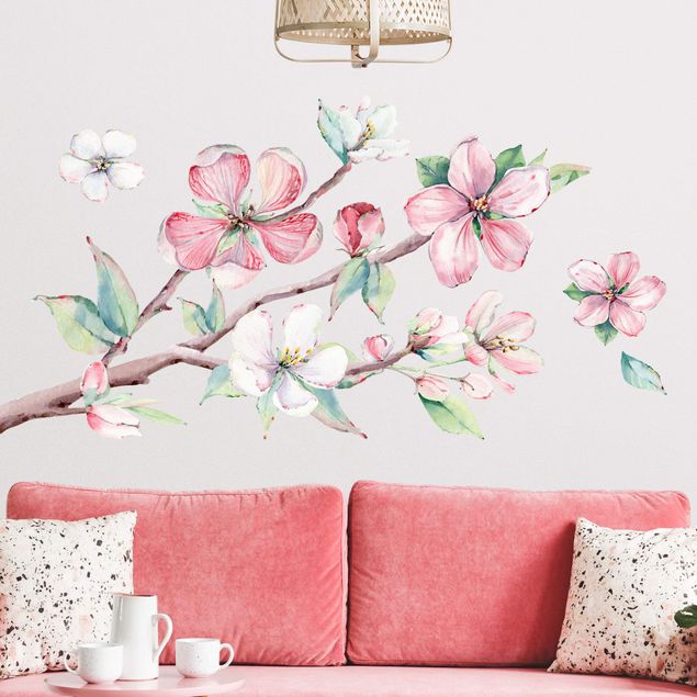 Stickers muraux arbre Branche de fleurs de cerisier aquarelle