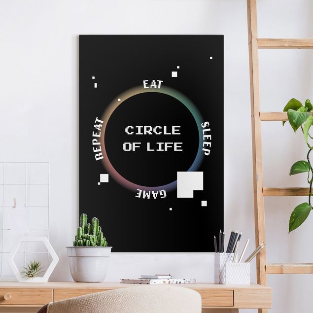Tableaux sur toile en noir et blanc Classical Video Game Circle Of Life