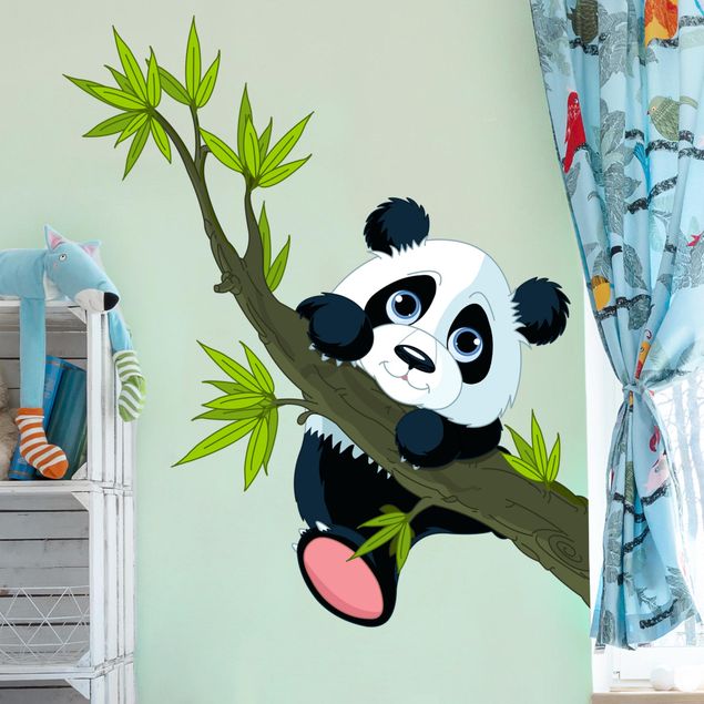 Autocollant mural jungle Panda grimpeur