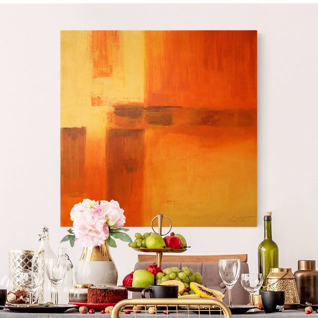 Déco murale cuisine Composition en orange et brun 01