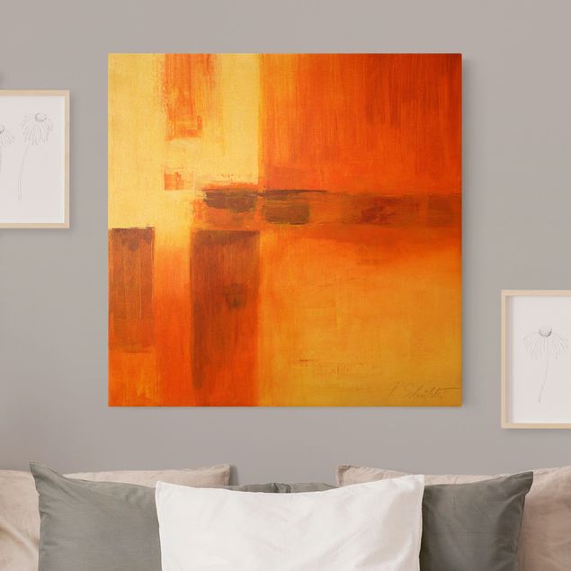 Tableau moderne Composition en orange et brun 01