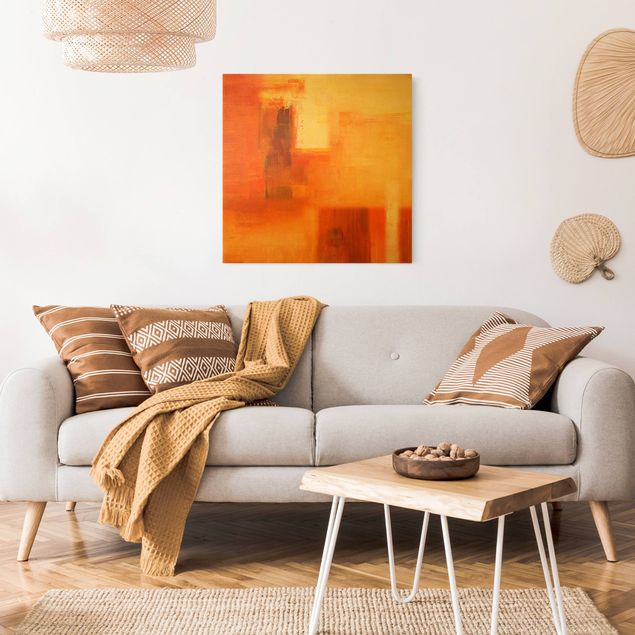 Tableau abstrait Composition en orange et brun 02