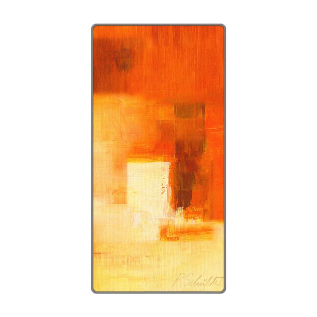 tapis tissé à plat Composition In Orange And Brown 03